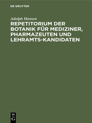 cover image of Repetitorium der Botanik für Mediziner, Pharmazeuten und Lehramts-Kandidaten